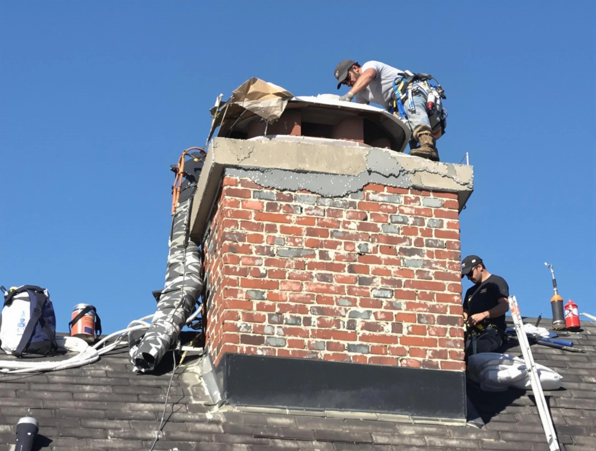 Aliquippa Chimney Sweep installing a custom chimney crown in Aliquippa, PA