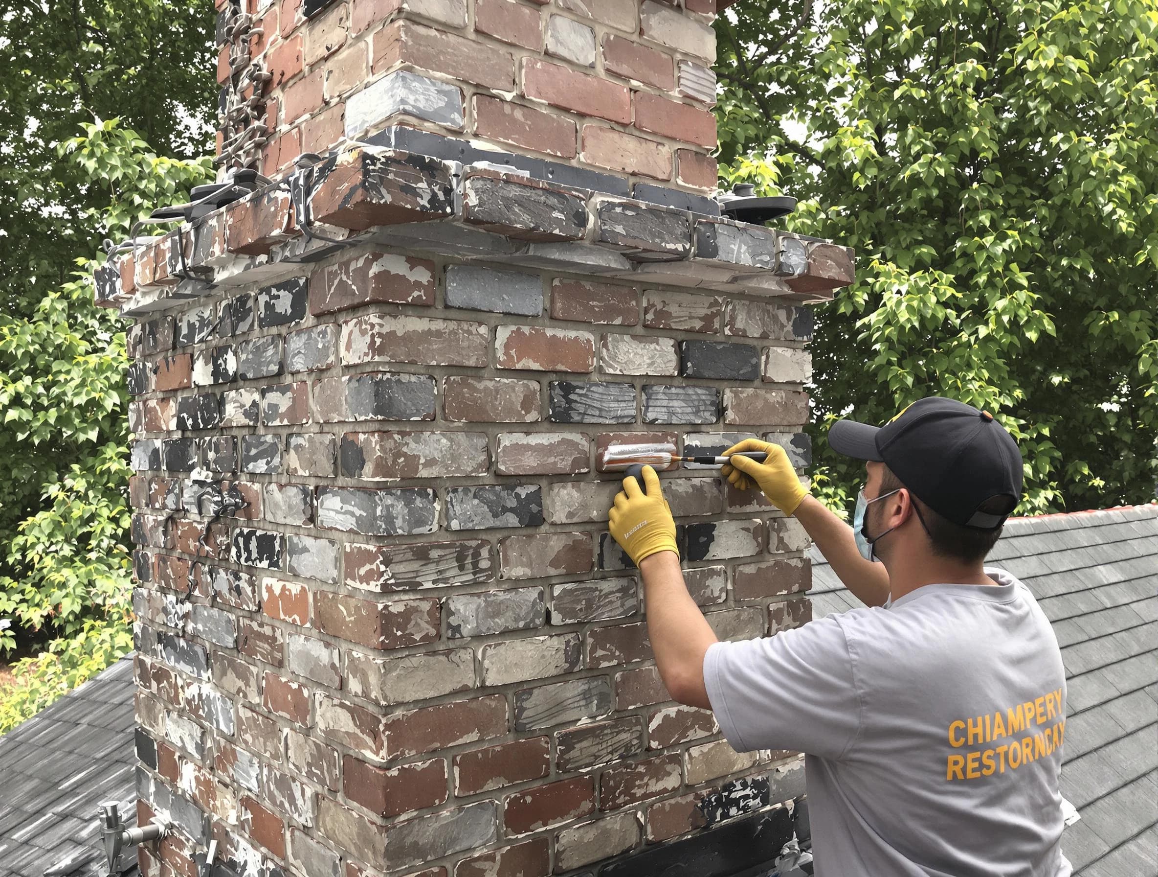 In-progress chimney restoration by Aliquippa Chimney Sweep in Aliquippa, PA
