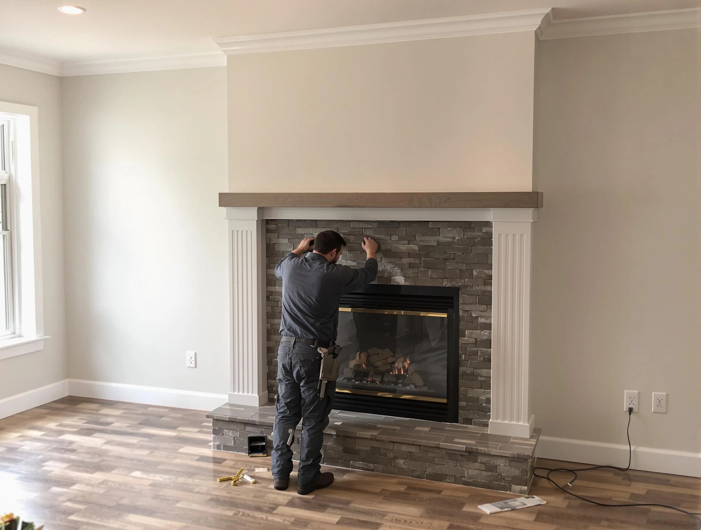 Aliquippa Chimney Sweep finishing a custom fireplace install in Aliquippa, PA