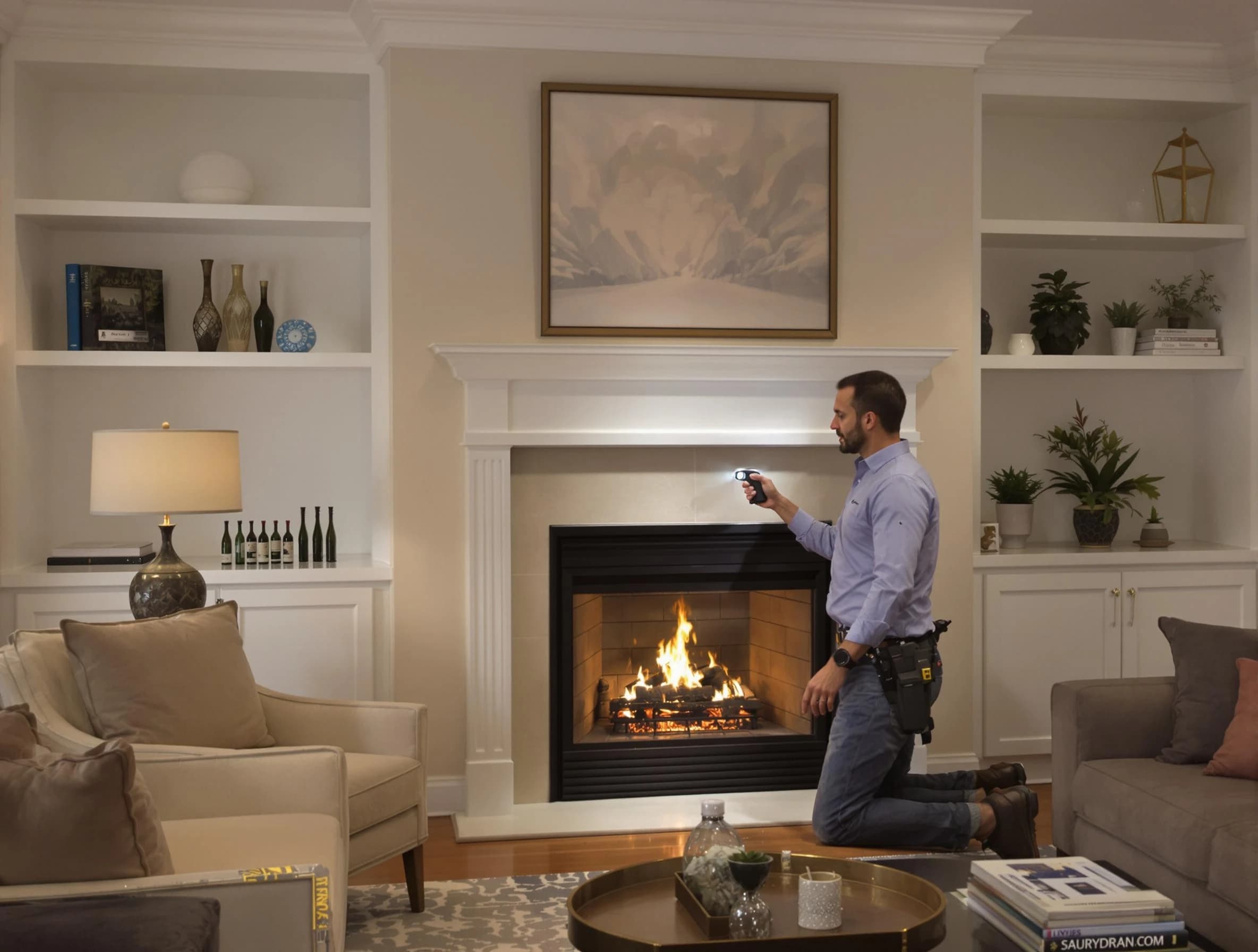 Aliquippa Chimney Sweep conducting a fireplace safety inspection in Aliquippa, PA