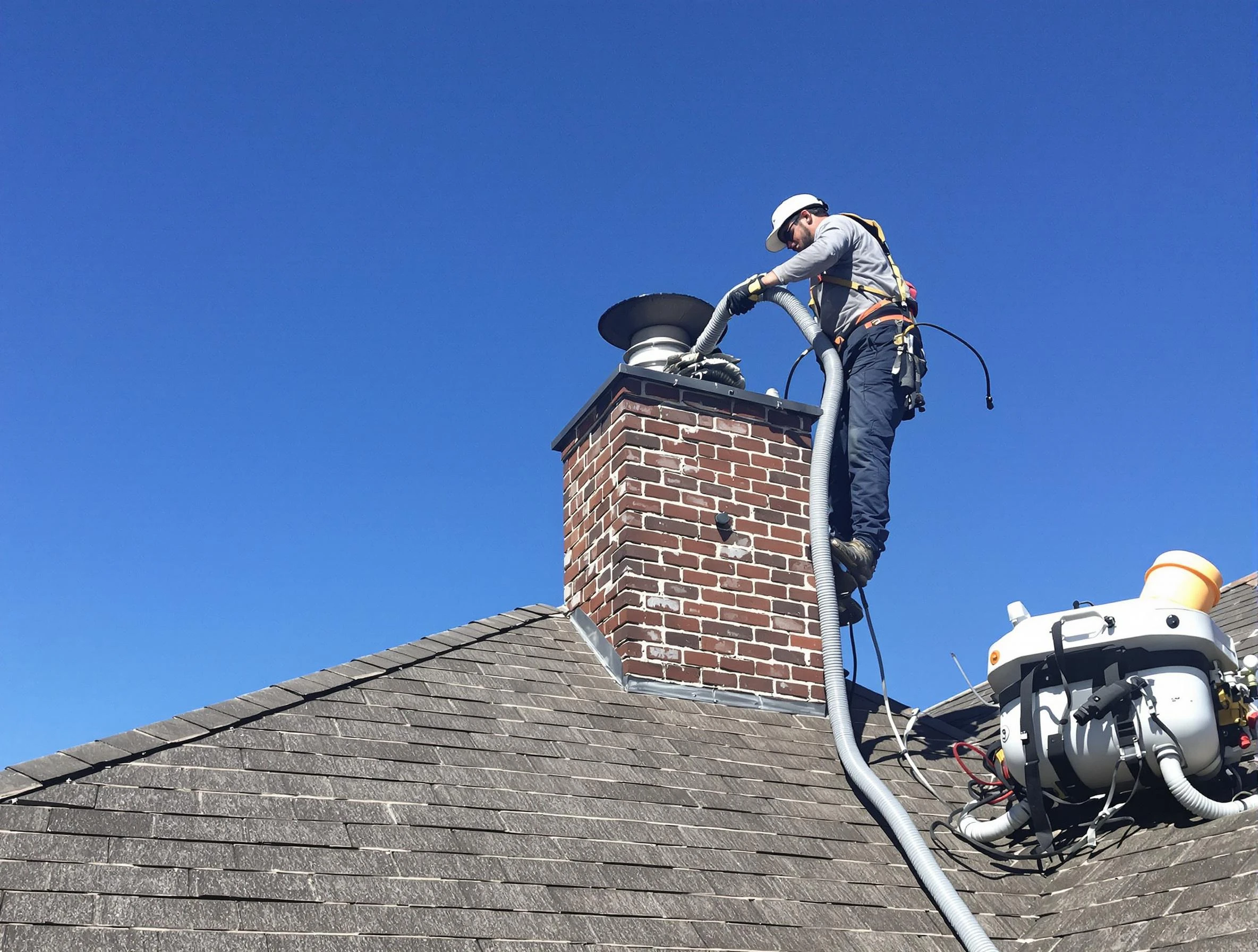 Dedicated Aliquippa Chimney Sweep team member cleaning a chimney in Aliquippa, PA