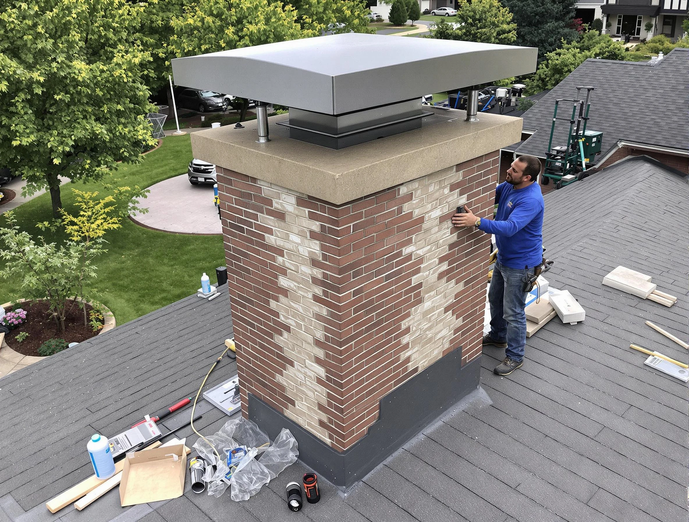 Aliquippa Chimney Sweep team working on a custom chimney remodel in Aliquippa, PA